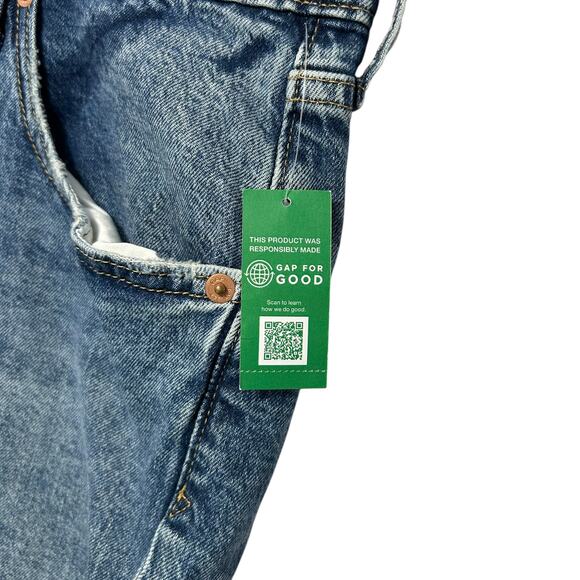 GAP Mid Rise '90s Loose Jeans NWT Women's Sz 34/18R Medium Wash Distressed Chic - Picture 4 of 9